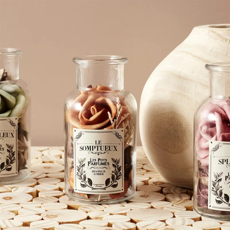 Szklany Słój MEBLIVA 16cm Z Pot Pourri - Pomarańczowy