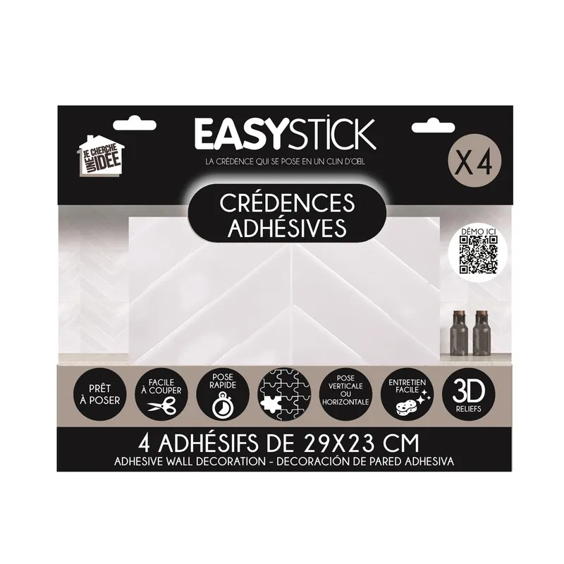Płytki Samoprzylepne MEBLIVA Easy Stick 4szt Jodełka - Biały