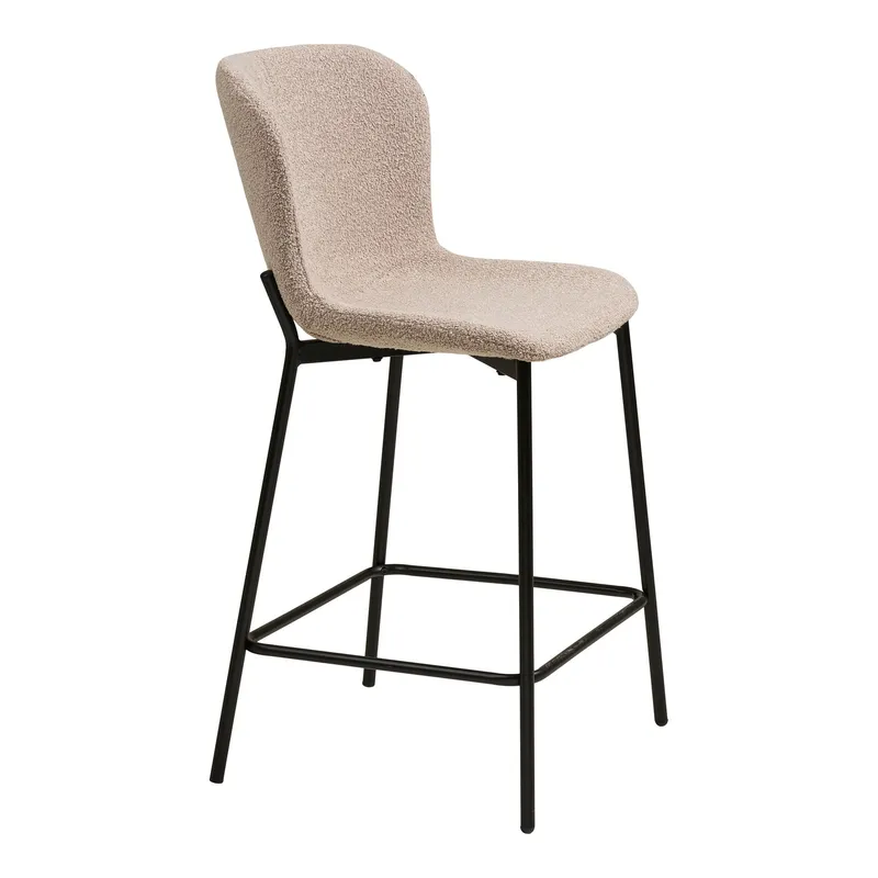 Krzesło Barowe MEBLIVA Maceda Bouclé, Nowoczesny Design - Beżowe