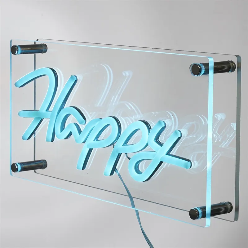 Lampka MEBLIVA Happy Neon LED - Dekoracyjna, Nowoczesny Napis
