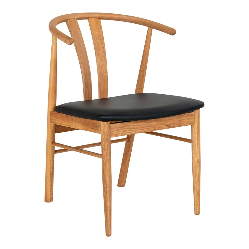 Krzesło MEBLIVA Artenara Drewniane Minimalistyczne - Naturalny Dąb/Czarny