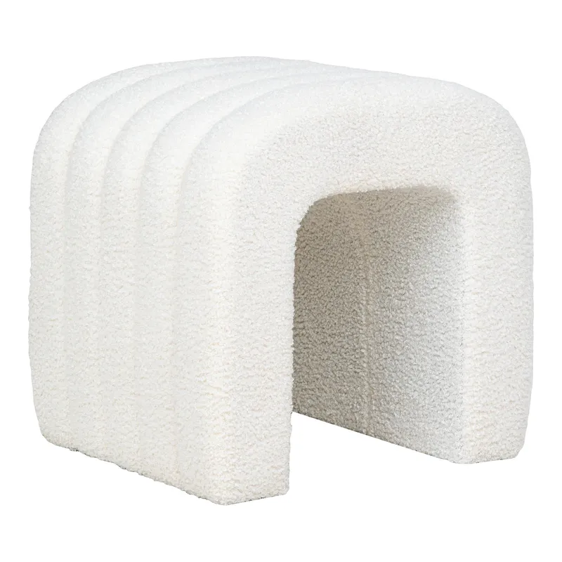Pufa MEBLIVA Colma Teddy, Minimalistyczna, 41x35 cm - Biała