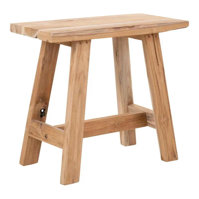 Stołek MEBLIVA Barcelona Tekowy Naturalny, Skandynawski, 45 cm - Drewno