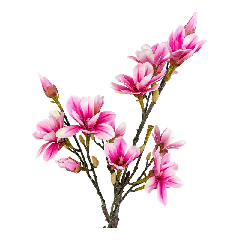 Sztuczna Roślina MEBLIVA Magnolia Różowa Polietylen 74cm - Zielony
