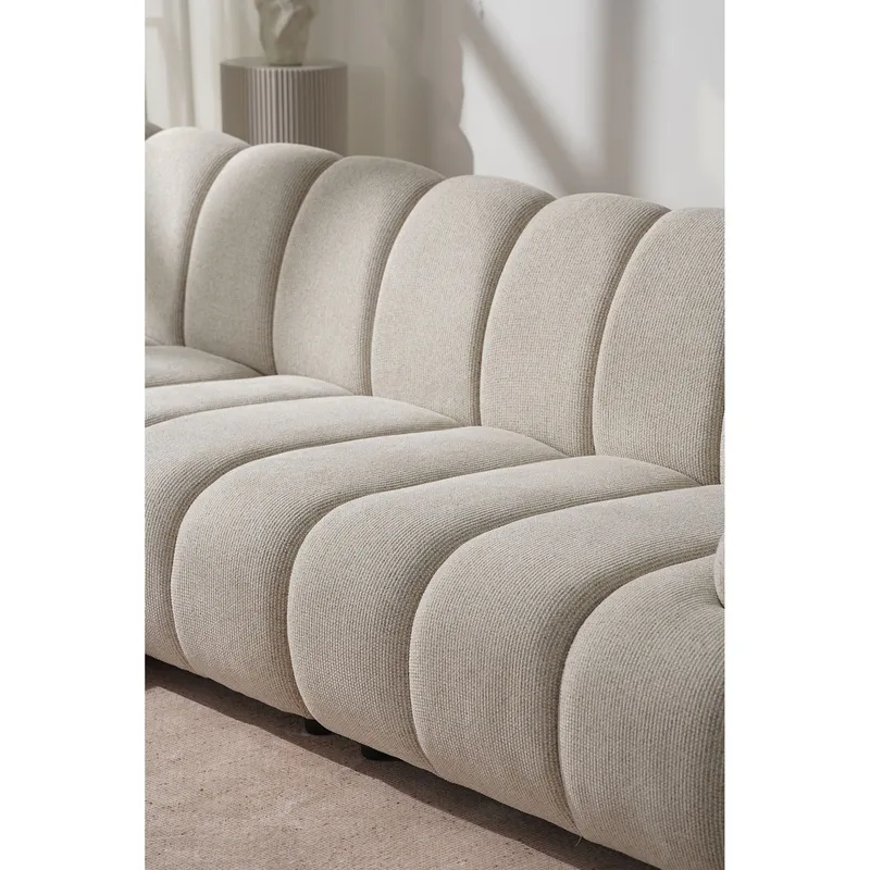 Sofa Narożna MEBLIVA Taza Modułowa, Aksamit, Skandynawska - Piaskowa