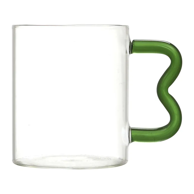 Kubek Szklany MEBLIVA Zig Zag 350ml, Szkło Transparentne - Zielony