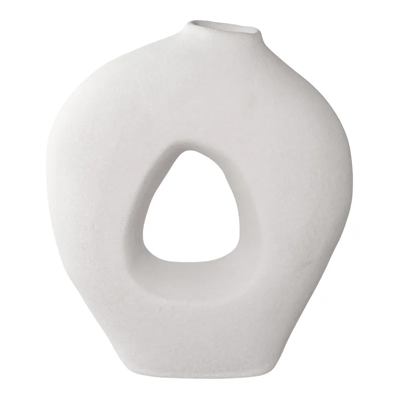 Wazon Ceramiczny MEBLIVA Z Dziurą, Nowoczesny Design - Biały