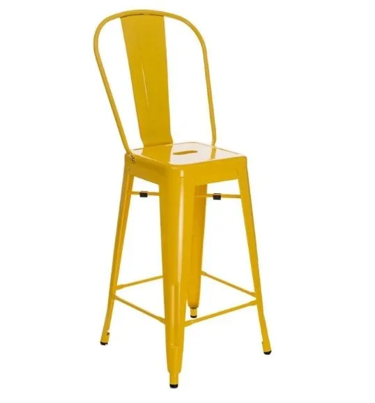 Hoker Barowy MEBLIVA Paris Back 66cm Metal Inspirowany Tolix - Żółty