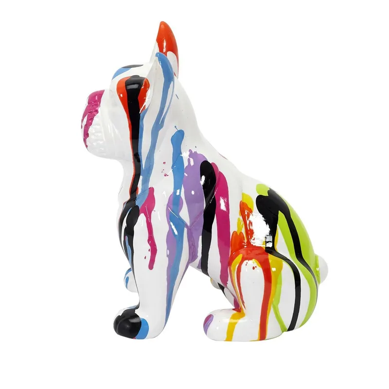 Figurka Buldog Francuski MEBLIVA Ceramika 20 cm - Biały Multikolor