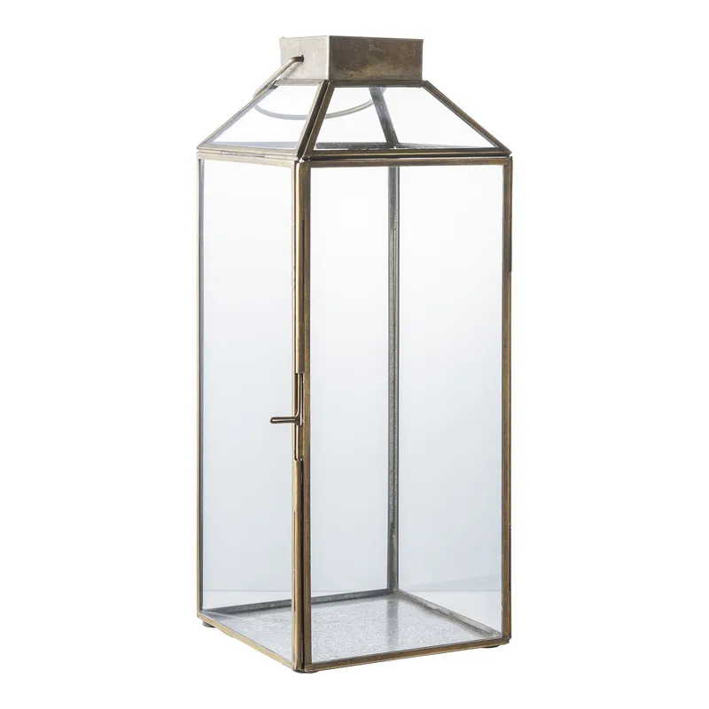 Lampion MEBLIVA Mysore Szklany Metalowy 35 cm - Transparentny