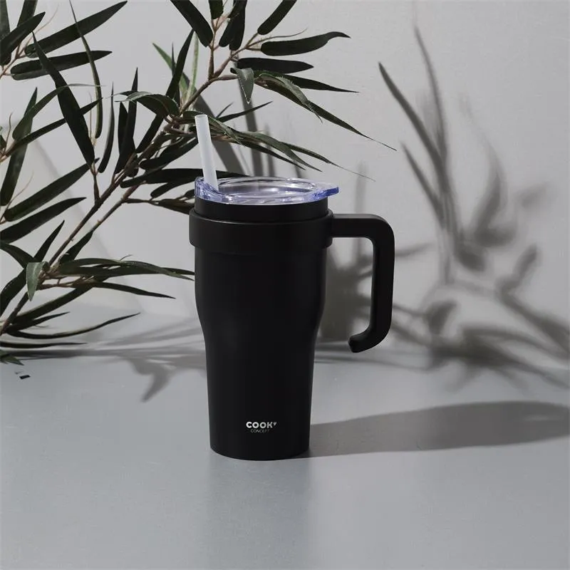 Kubek Termiczny MEBLIVA Miami 600ml Metal Z Uchwytem - Czarny