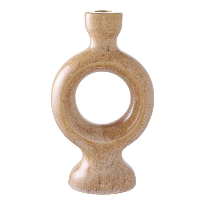 Świecznik Ceramiczny MEBLIVA Okrągły Boho - Brązowy