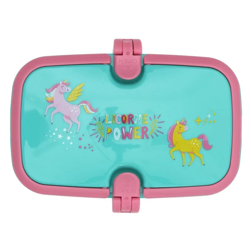 Lunch Box Dziecięcy MEBLIVA Jednorożec, Tworzywo Sztuczne - Niebieski
