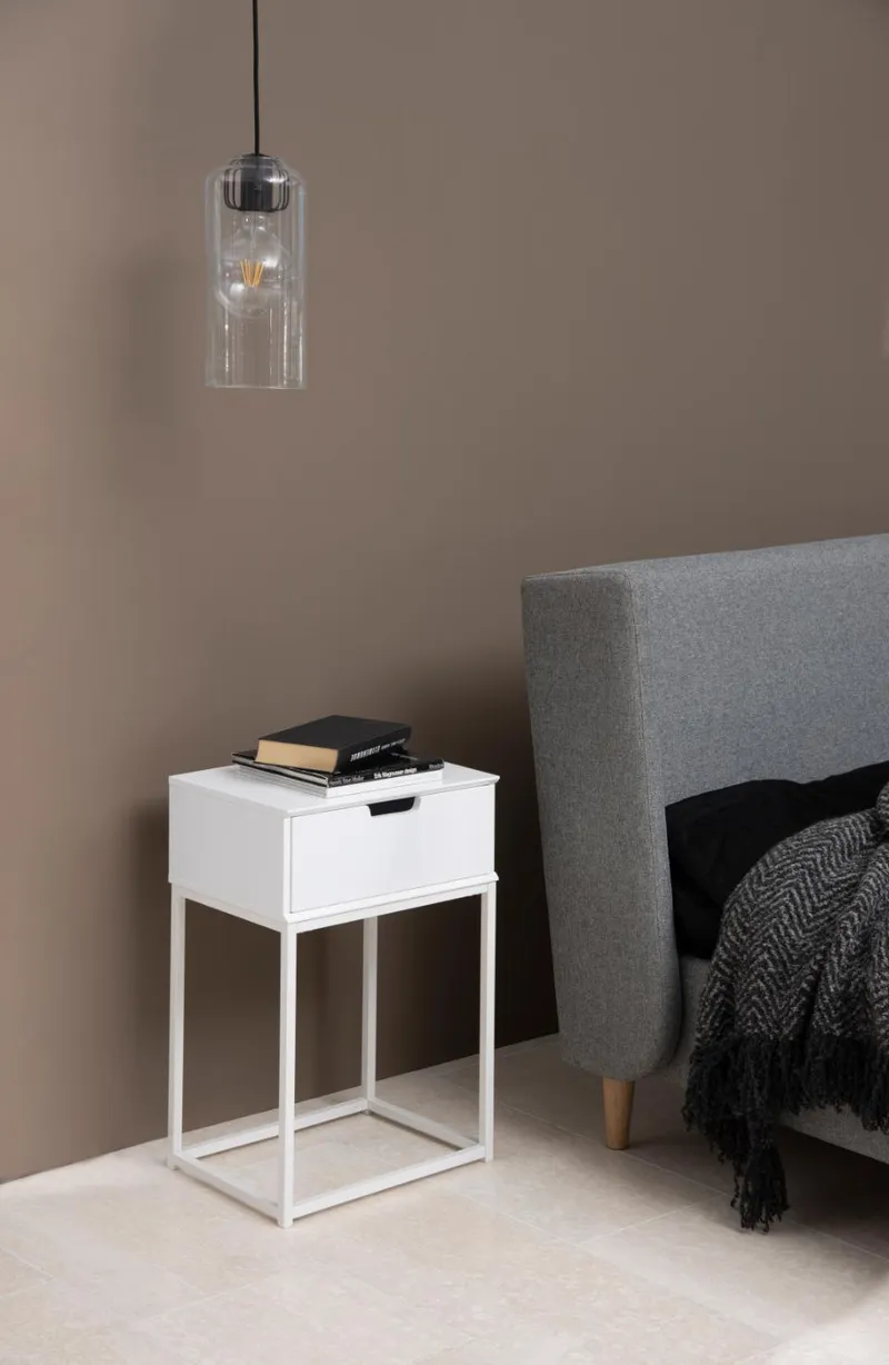 Szafka Nocna MEBLIVA Mitra Skandynawska 40 cm, MDF - Biała