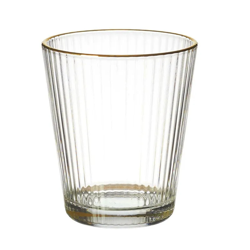 Szklanka Gold Edge MEBLIVA 300ml - Szkło Z Złotą Obwódką - Transparentny