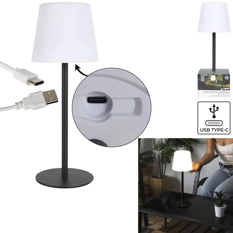 Lampa Stołowa MEBLIVA USB, Nowoczesna, Ściemnialna - Czarna