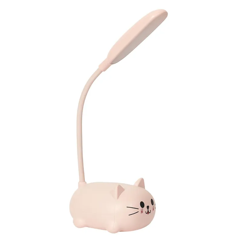 Lampka LED Stołowa MEBLIVA Kitty, Tworzywo Sztuczne - Różowa