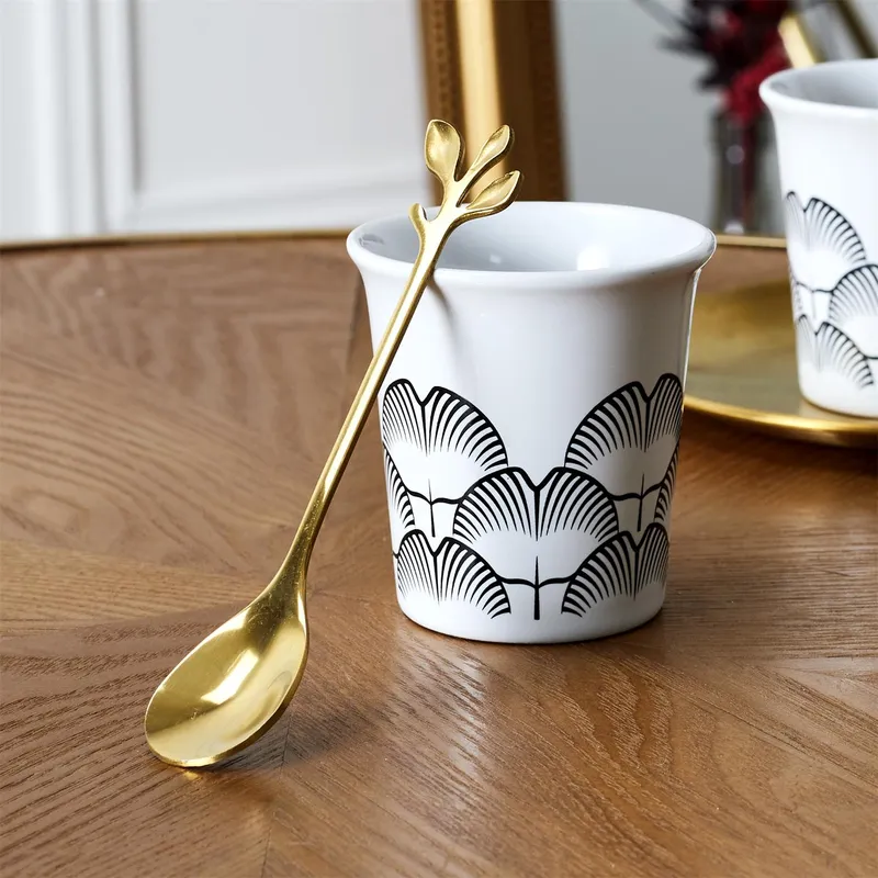 Łyżeczki Do Kawy MEBLIVA Gold Leaf, Stal Nierdzewna, Glamour - Złoty
