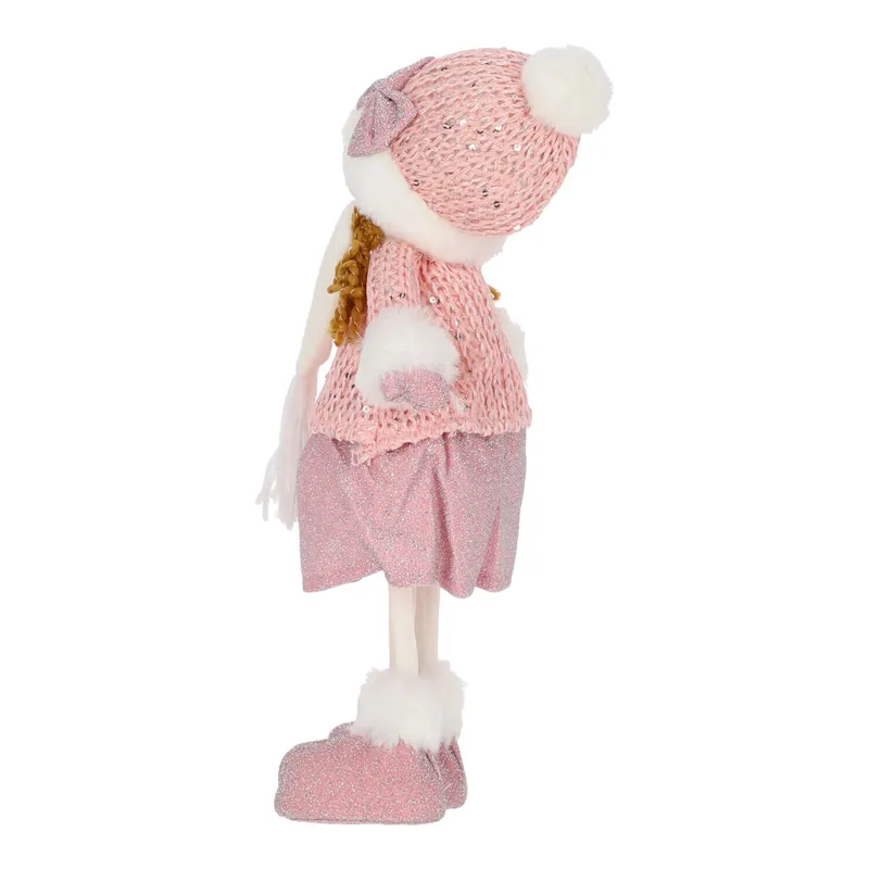 Figurka Dziewczynka MEBLIVA 38cm Nowoczesna Tkanina - Różowa