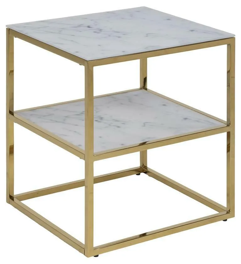 Szafka Nocna MEBLIVA Alisma 45 cm, Biały/Złoty