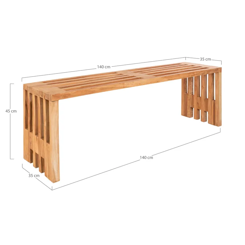Ławka MEBLIVA Benidorm 140cm Drewno Tekowe - Naturalna