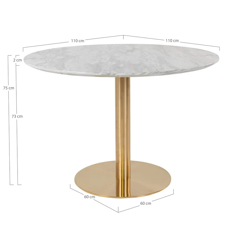 Stół MEBLIVA Bolzano Okrągły 110cm Glamour - Złoty