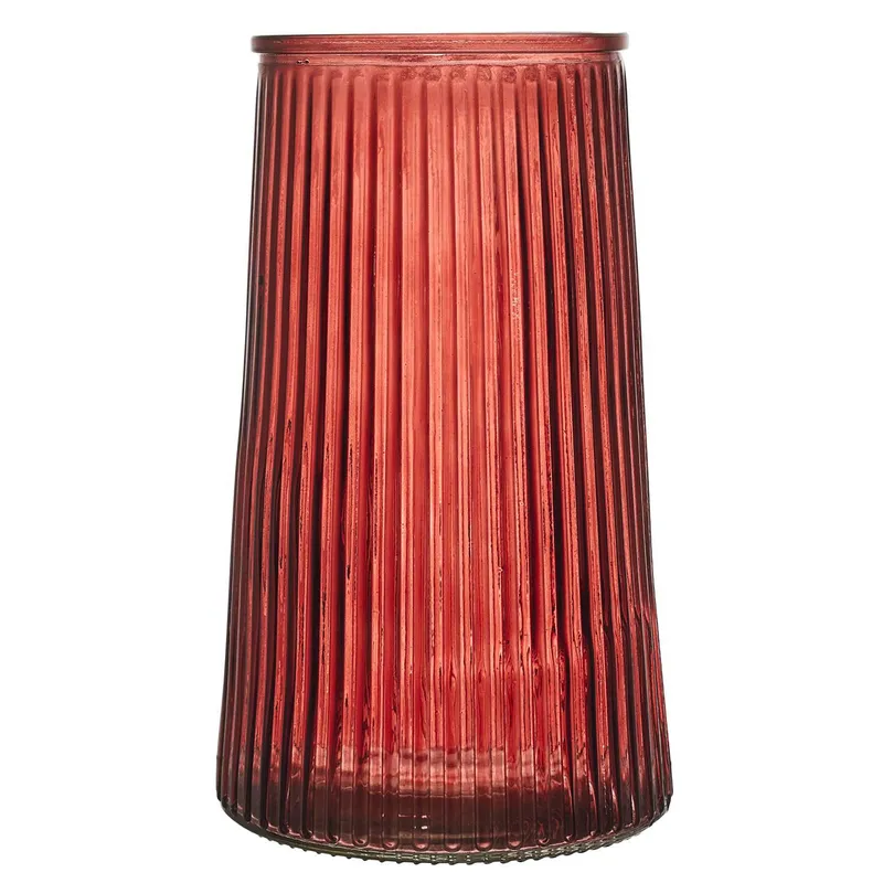 Wazon Szklany MEBLIVA Louise Cylindryczny Art Deco - Czerwony
