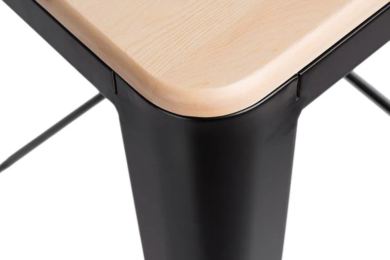 Hoker Barowy MEBLIVA Paris Wood 75cm, Drewno Naturalne - Czarny