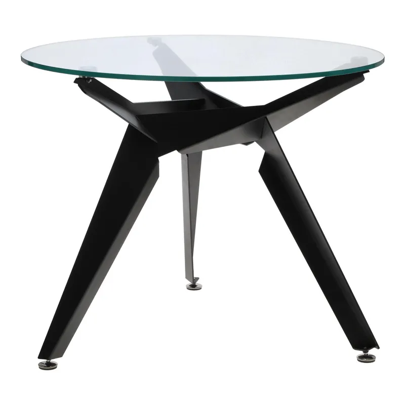 Stół MEBLIVA Troy 90cm Szklany Loftowy - Transparentny/Czarny