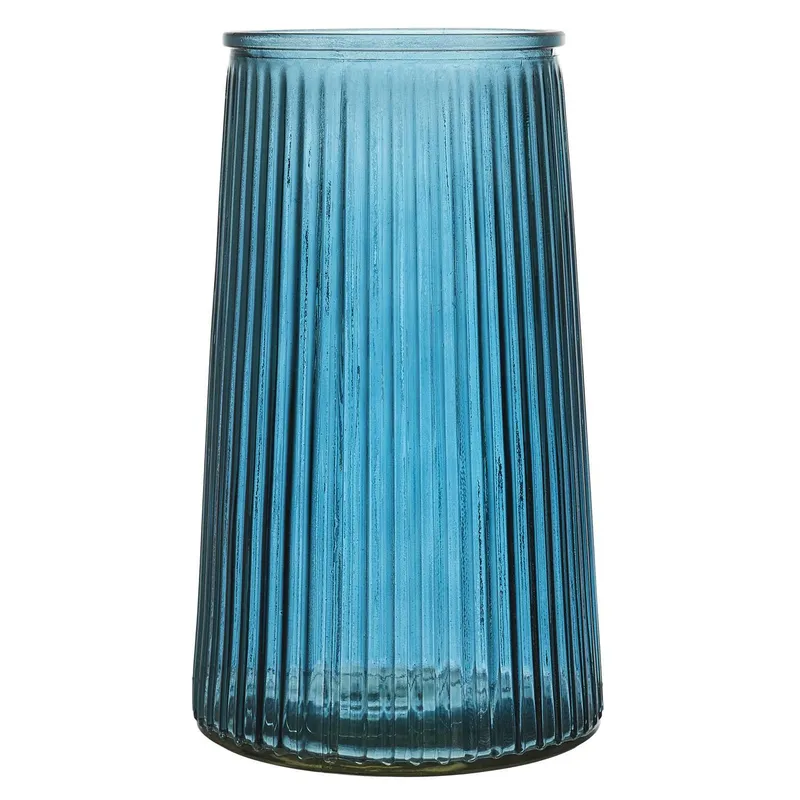 Wazon MEBLIVA Louise Szklany Dekoracyjny Art Deco - Niebieski