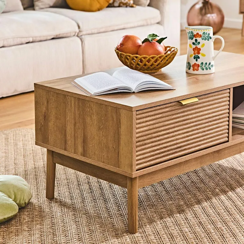 Stolik Kawowy MEBLIVA Tiphaine, Płyta MDF, 100x50 cm - Naturalny