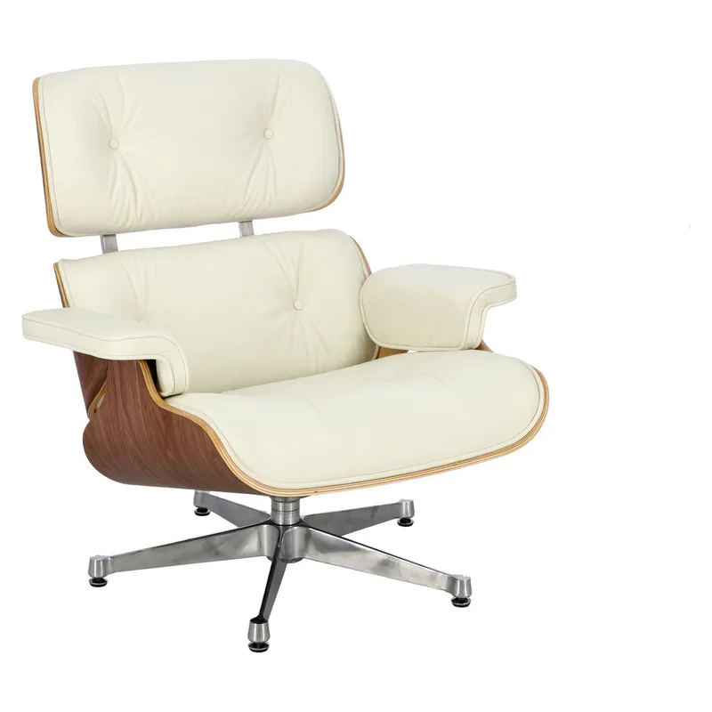 Fotel MEBLIVA Vip Lounge Chair, Skóra Naturalna, Obrotowy - Biały