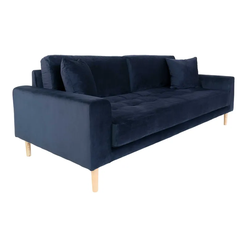Sofa MEBLIVA Lido 3, Aksamit Skandynawski, 210 cm - Granatowa