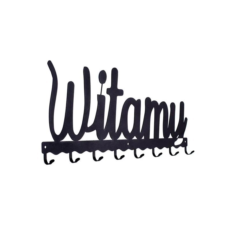 Wieszak Ścienny MEBLIVA Witamy Metal Industrialny - Czarny