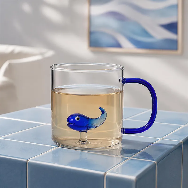 Kubek Szklany MEBLIVA Wieloryb 300 ml - Transparentny