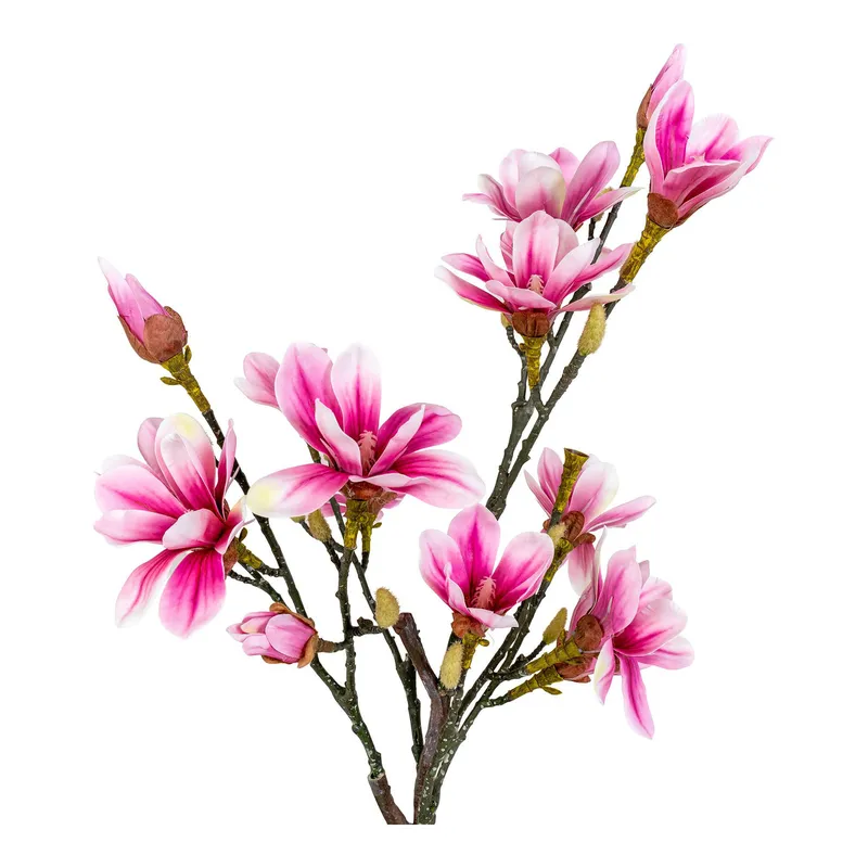 Sztuczna Roślina MEBLIVA Magnolia Różowa Polietylen 74cm - Zielony