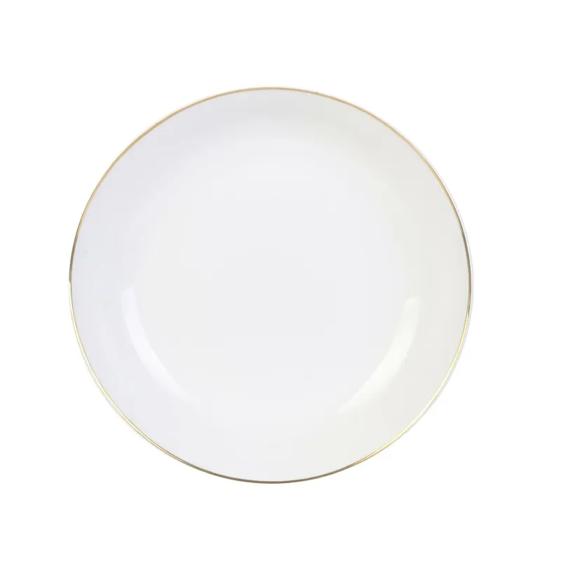 Talerz Głęboki MEBLIVA Pearl Gold Ceramika 21 cm - Biały