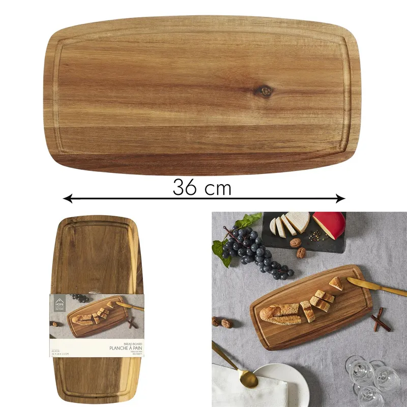 Deska Do Krojenia Pieczywa MEBLIVA 36cm - Drewno Akacjowe, Naturalny