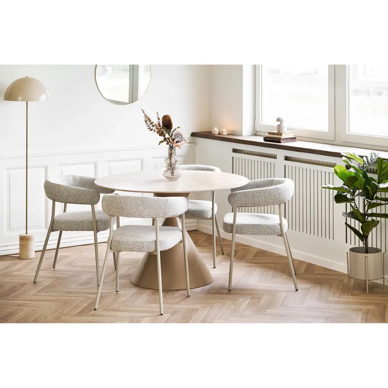 Stół MEBLIVA Annecy Ceramiczny Okrągły 120 cm - Trawertyn