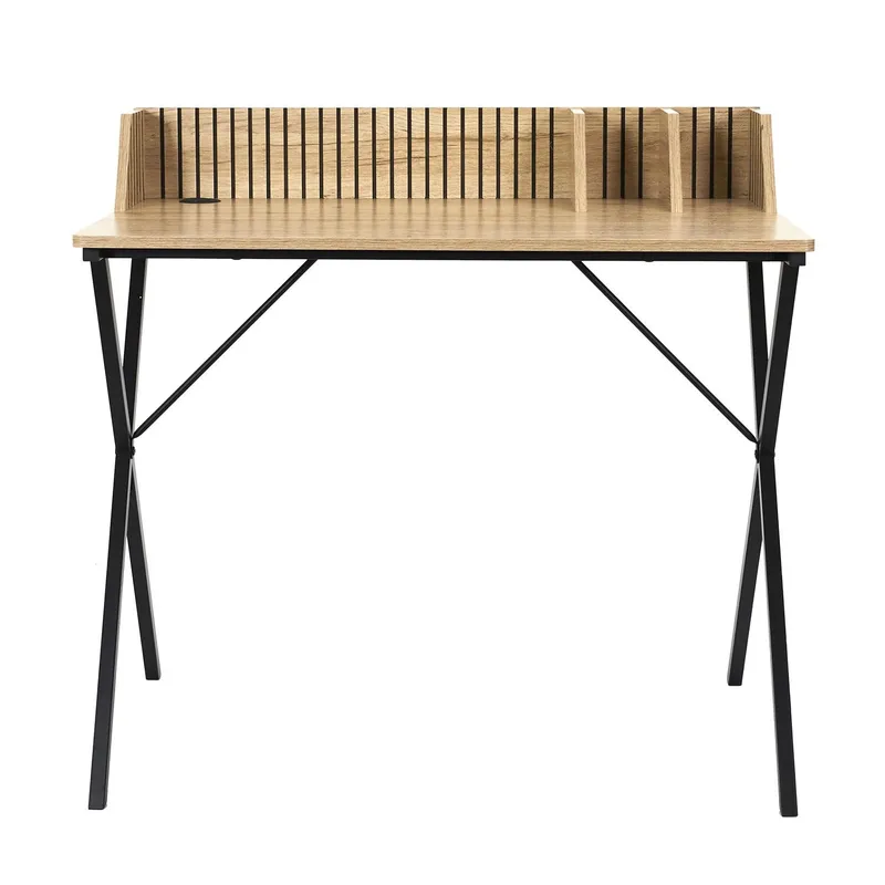 Biurko MEBLIVA Klaus, Naturalne Drewno, Loftowy Design - Czarny