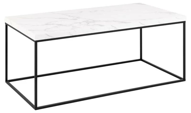 Stolik Kawowy MEBLIVA Barossa 110x55cm, Blat Marmur, Stal - Biały
