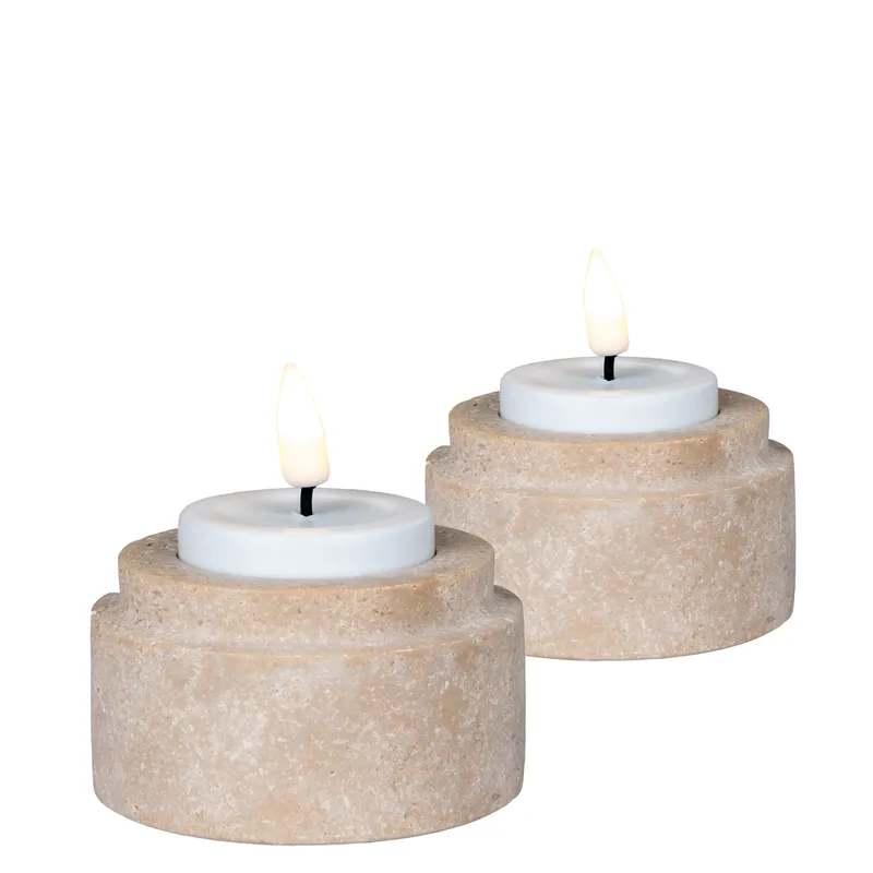 Świeczniki Na Tealight MEBLIVA Trawertyn, Okrągłe 7x7 cm - Beżowy