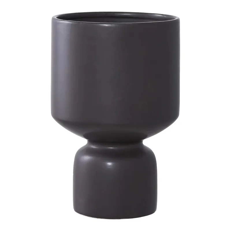 Doniczka Ceramiczna MEBLIVA Kielich, Nowoczesna, Okrągła - Czarna