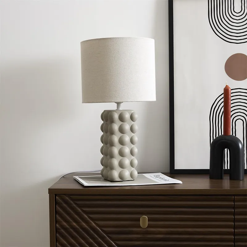Lampka Stołowa MEBLIVA Ramil Ceramiczna, Wysokość 40 cm - Beżowa