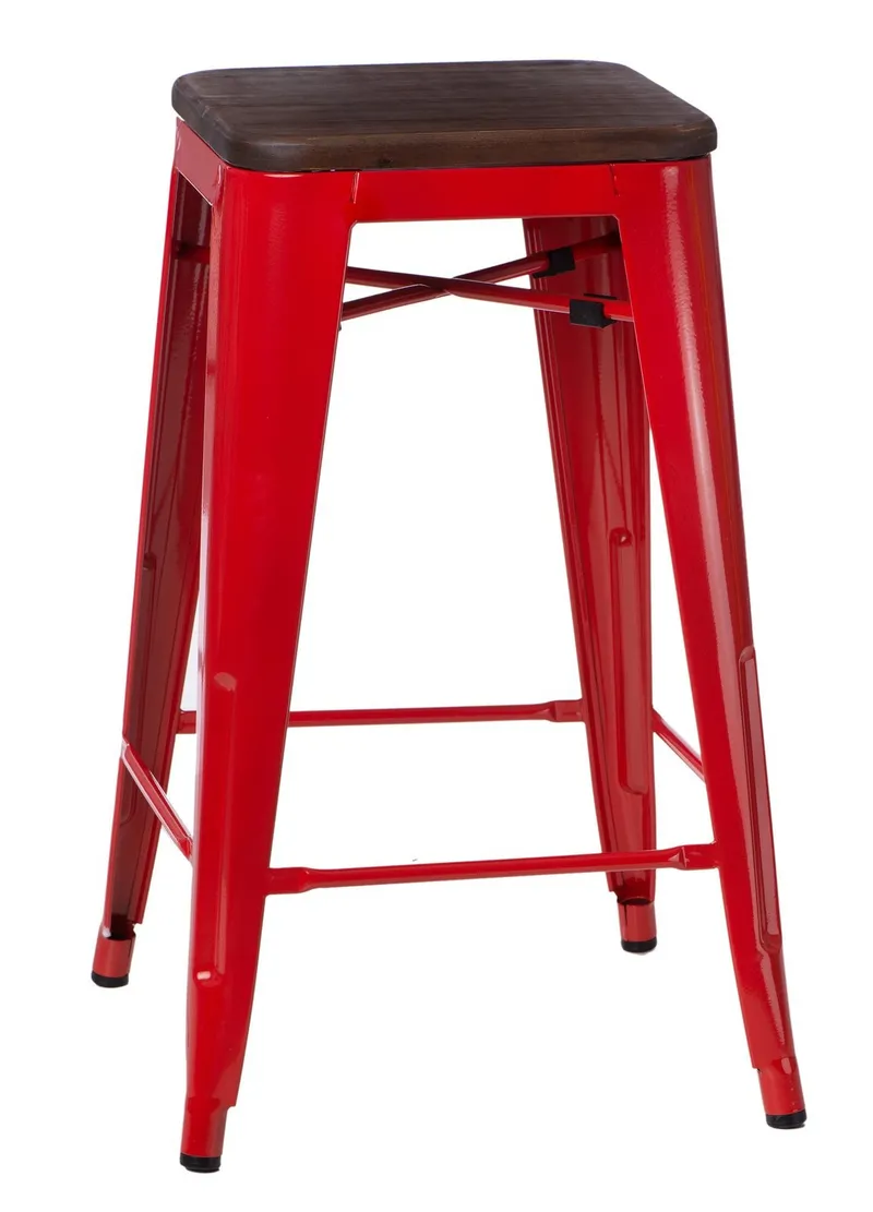Hoker Barowy MEBLIVA Paris Wood 75cm Drewno Nowoczesny - Czerwony