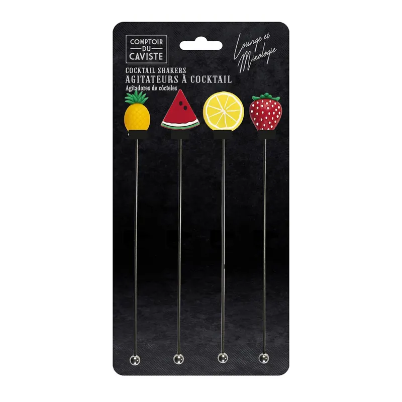 Mieszadełka Do Drinków MEBLIVA Fruit, Metal I Silikon, 18,5 cm - Żółty