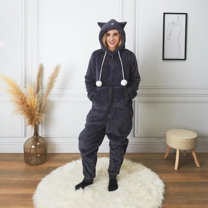 Kombinezon Onesie Kot MEBLIVA XL, Poliester - Szary