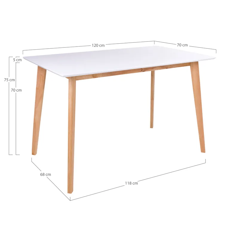 Stół MEBLIVA Vojens Nowoczesny Drewniany 70x120cm - Biały
