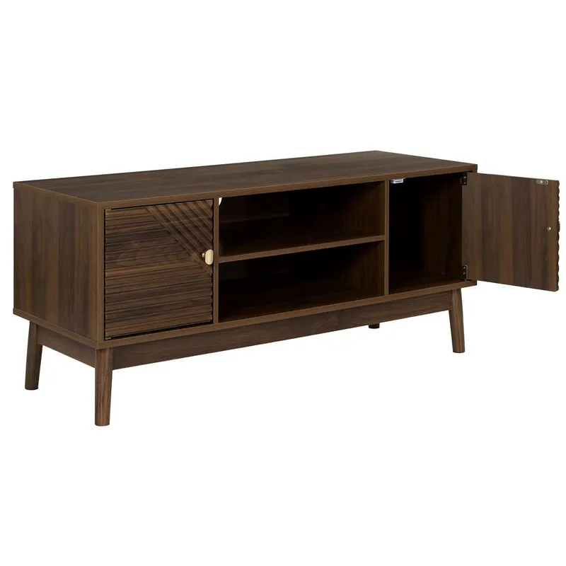 Szafka RTV MEBLIVA Tiffany 120 cm, Drewno Sosnowe - Orzech Ciemny