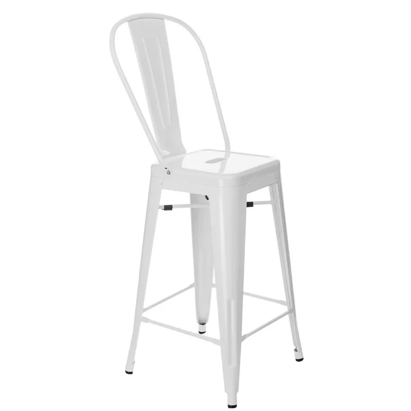 Hoker Barowy MEBLIVA Paris Back 66cm Metalowy, Nowoczesny - Biały